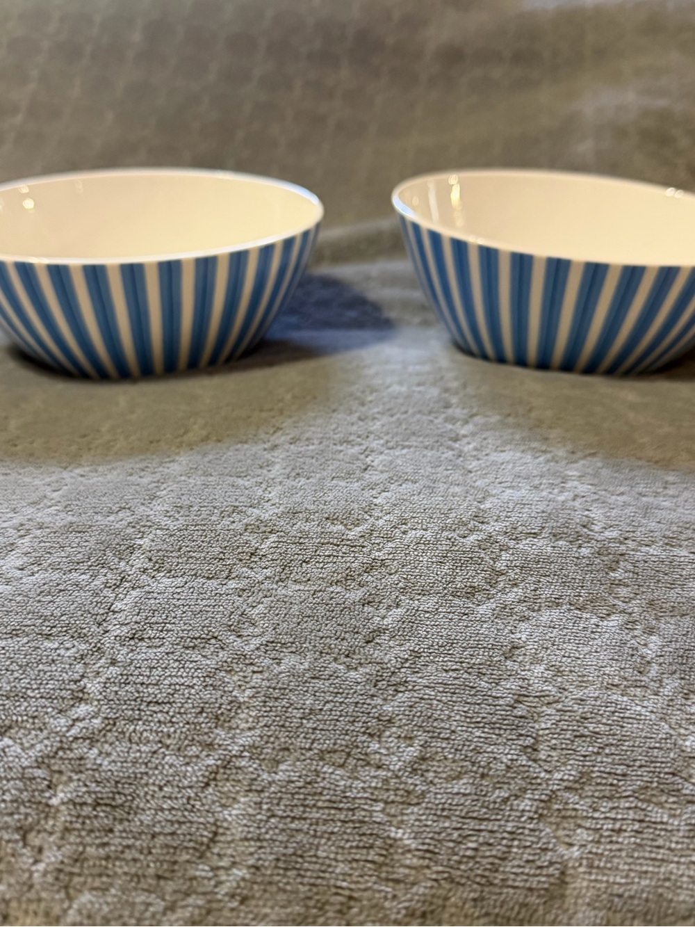 Cashmere Blue Striped Ceramic Serving Bowls - Set of 2